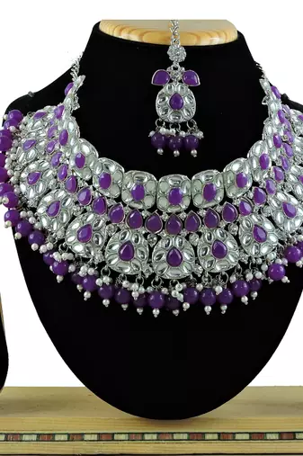 Purple designer function wear ad necklace set