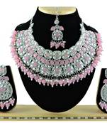 Pink designer function wear ad necklace set
