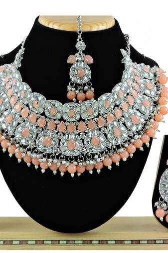 Orange designer function wear ad necklace set