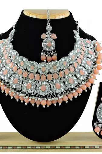 Orange designer function wear ad necklace set