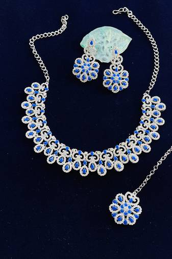 Blue designer function wear ad necklace set