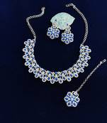 Blue designer function wear ad necklace set