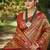 red silk blend woven work saree