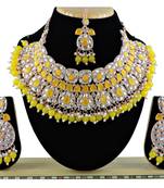 Yellow designer function wear ad necklace set
