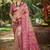 pink silk blend woven work saree