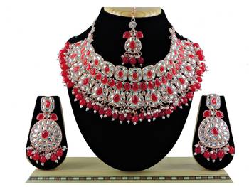 Red designer function wear ad necklace set 1