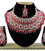 Red designer function wear ad necklace set