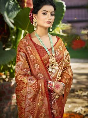 maroon silk blend woven work saree 2