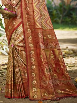 maroon silk blend woven work saree 3