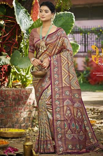 purple silk blend woven work saree