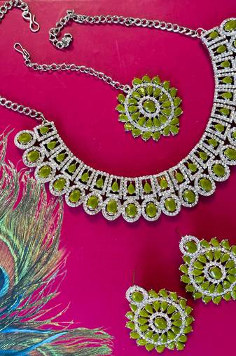 Green designer function wear ad necklace set