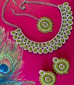Green designer function wear ad necklace set