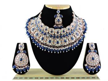 Blue designer function wear ad necklace set 1