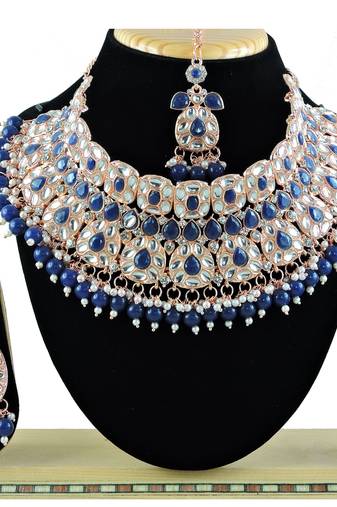 Blue designer function wear ad necklace set