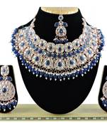 Blue designer function wear ad necklace set