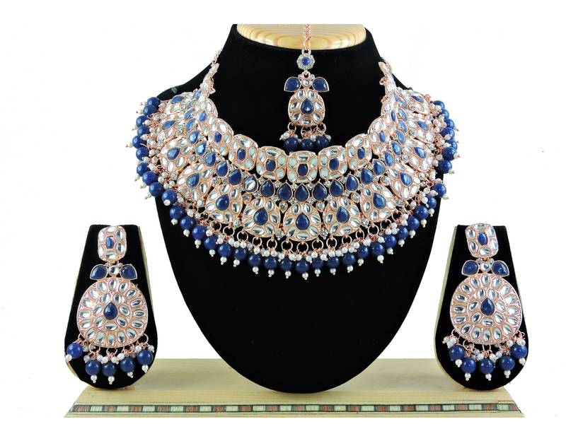 Blue designer function wear ad necklace set