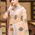 peach linen woven work saree