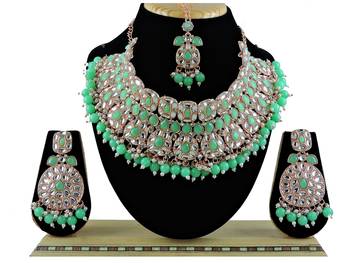 Green designer function wear ad necklace set 1