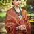 maroon silk blend woven work saree