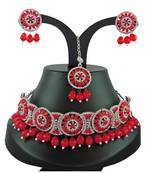 Red designer function wear ad necklace set