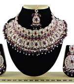 Maroon designer function wear ad necklace set