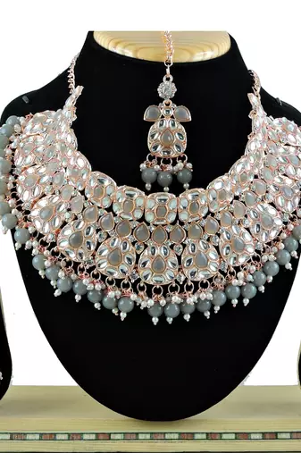 Grey designer function wear ad necklace set