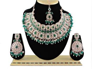 Green designer function wear ad necklace set 1