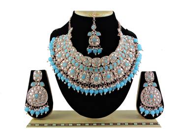 Turquoise designer function wear ad necklace set 1