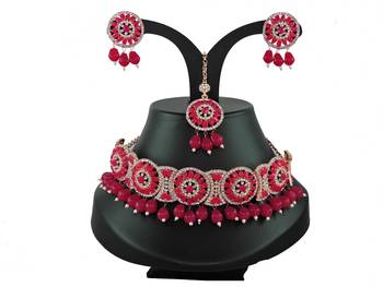 Red designer function wear ad necklace set 1