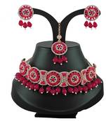 Red designer function wear ad necklace set