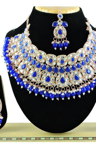 Blue designer function wear ad necklace set