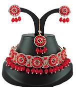 Red designer function wear ad necklace set
