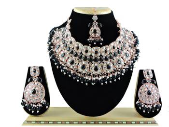 Black designer function wear ad necklace set 1