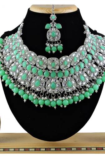 Green designer function wear ad necklace set