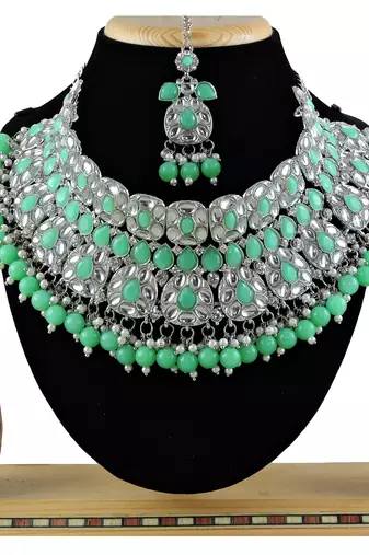 Green designer function wear ad necklace set