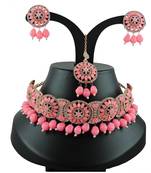 Pink designer function wear ad necklace set
