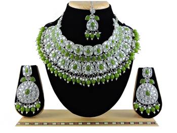 Green designer function wear ad necklace set 1