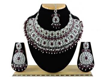 Multicolor designer function wear ad necklace set 1