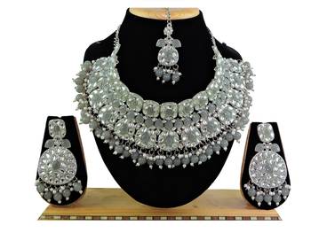 Grey designer function wear ad necklace set 1