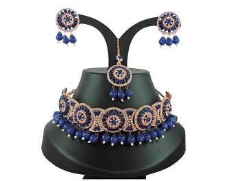 Blue designer function wear ad necklace set 1