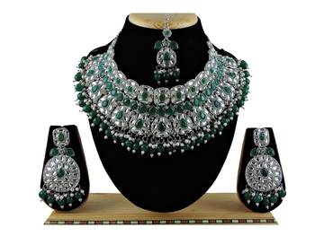 Green designer function wear ad necklace set 1