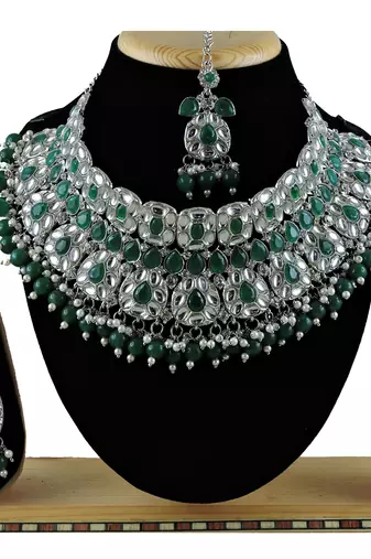 Green designer function wear ad necklace set