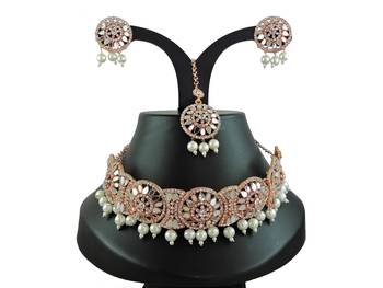 Maroon designer function wear ad necklace set 1