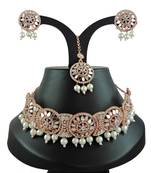 Maroon designer function wear ad necklace set