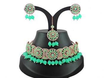 Green designer function wear ad necklace set 1