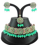 Green designer function wear ad necklace set