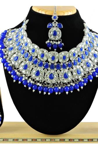 Blue designer function wear ad necklace set