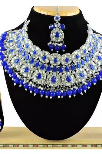 Blue designer function wear ad necklace set