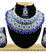 Blue designer function wear ad necklace set