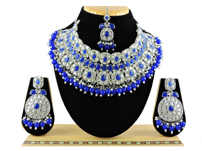 Blue designer function wear ad necklace set